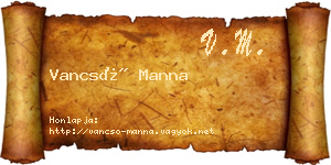 Vancsó Manna névjegykártya